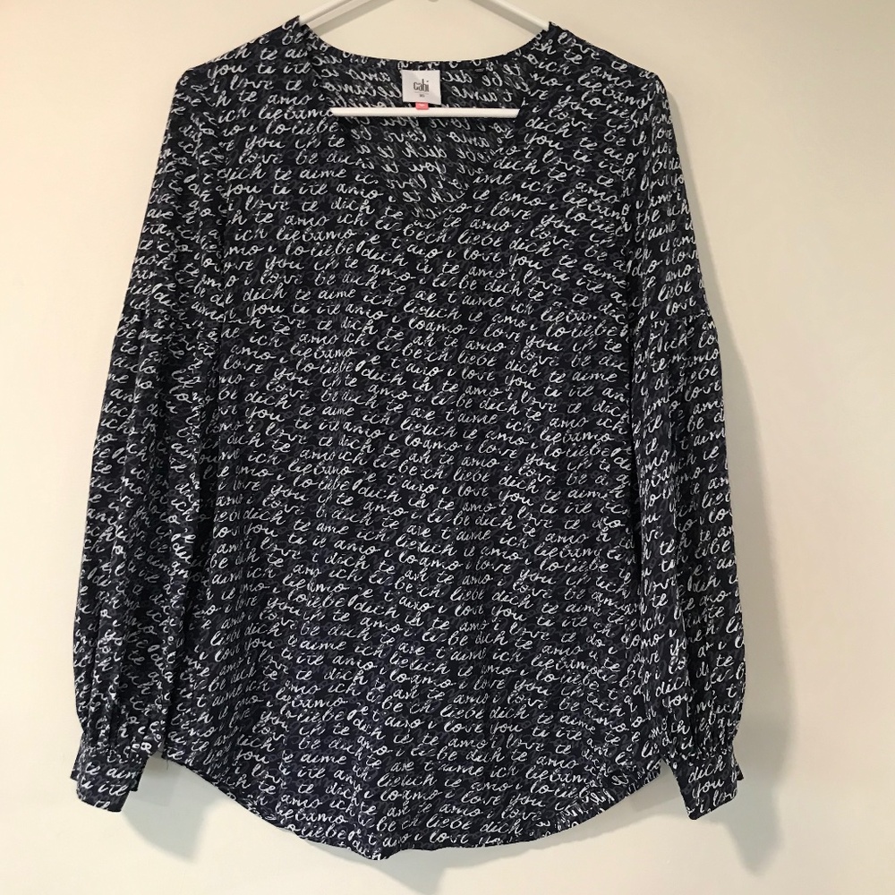 🌻Cabi Polyester Loosefit Balloon Sleeve Love Shirt